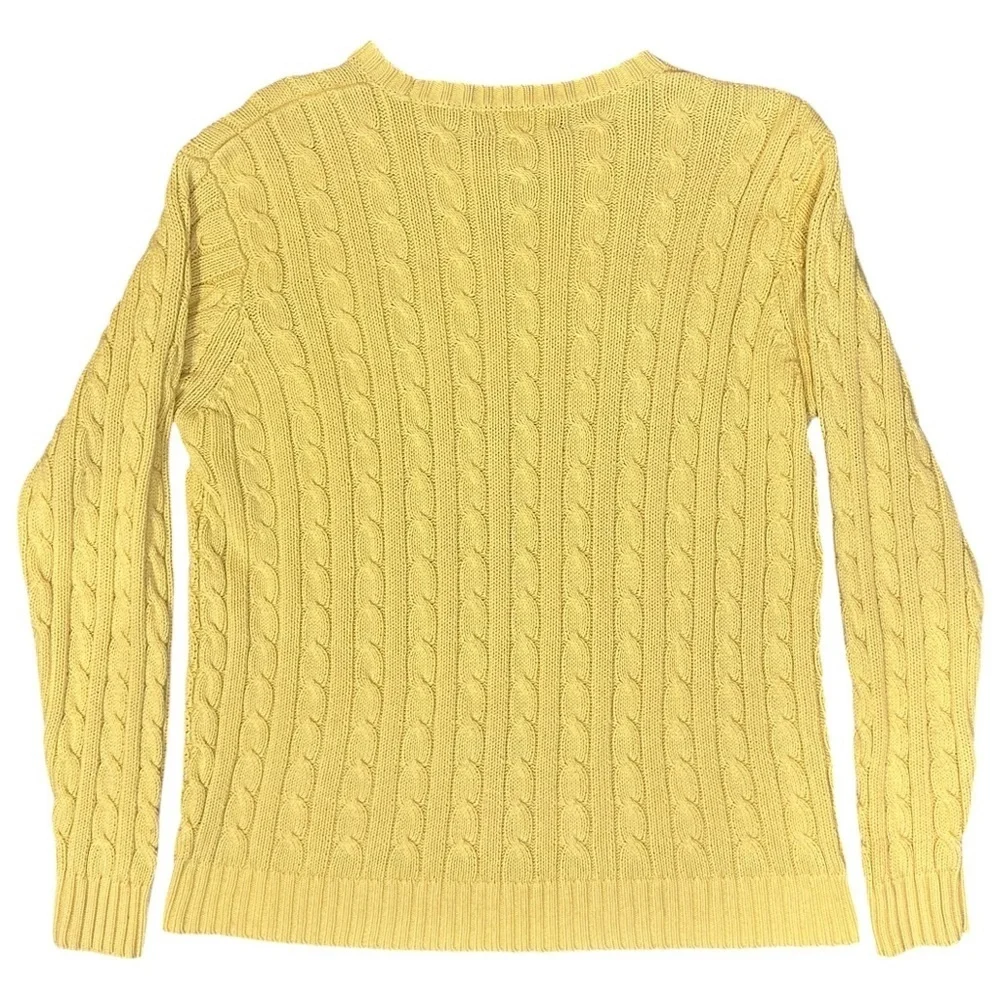 Vintage Lauren Ralph Lauren LRL Cable Knit Crewneck Sweater Yellow Men’s Small